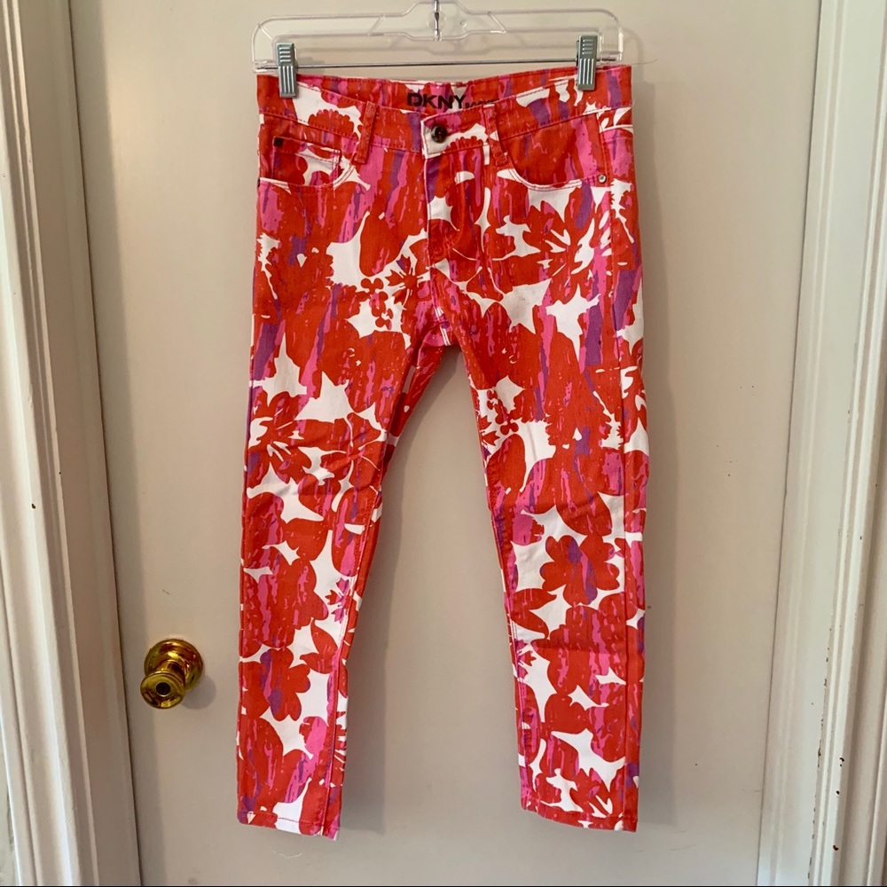 NEW DKNY Rocker floral pant size 14